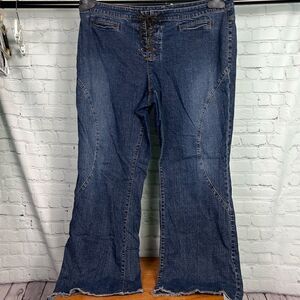 Venezia Wide-leg Lace Up Jeans frayed cuff 60’s 70’s size 22 vintage look